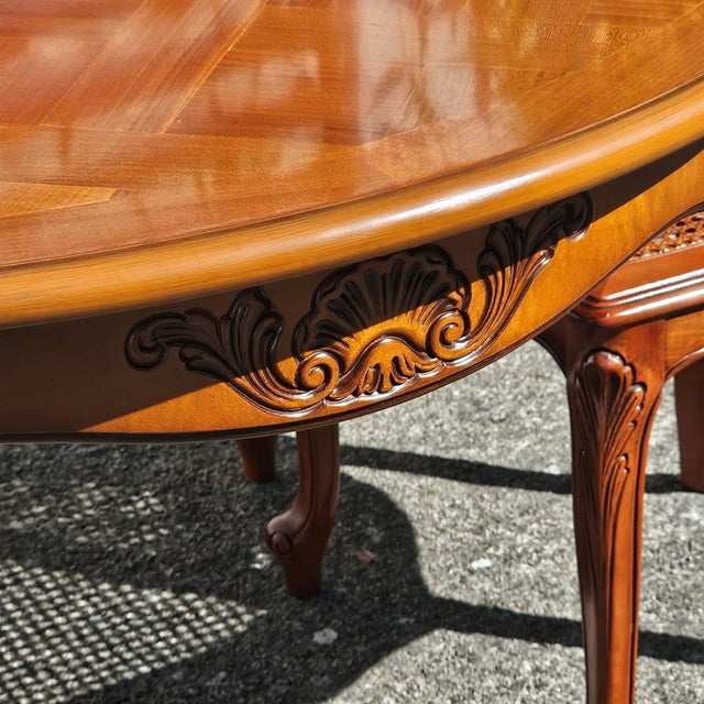 French Louis XV Style Extendable Marqueterie Cherrywood Dining Table, 1880s For Sale - Image 18 of 18