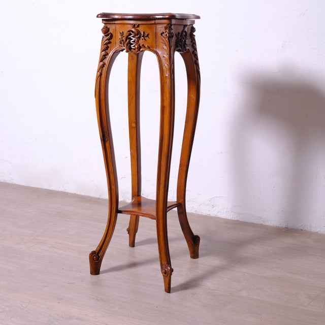 French Louis XV Style Walnut Pedestal, 1930s For Sale - Image 4 of 18