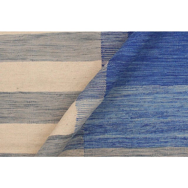Tribal Kilim Beige Blue Wool Rug - 8'6" X 10'1" For Sale In New York - Image 6 of 7