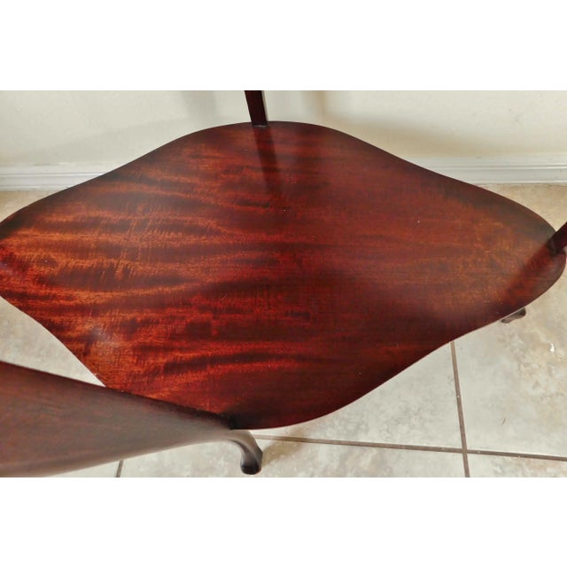 Large Antique Early 1900s Queen Anne Flame Mahogany Wood Accent Center Table For Sale In West Palm - Image 6 of 12
