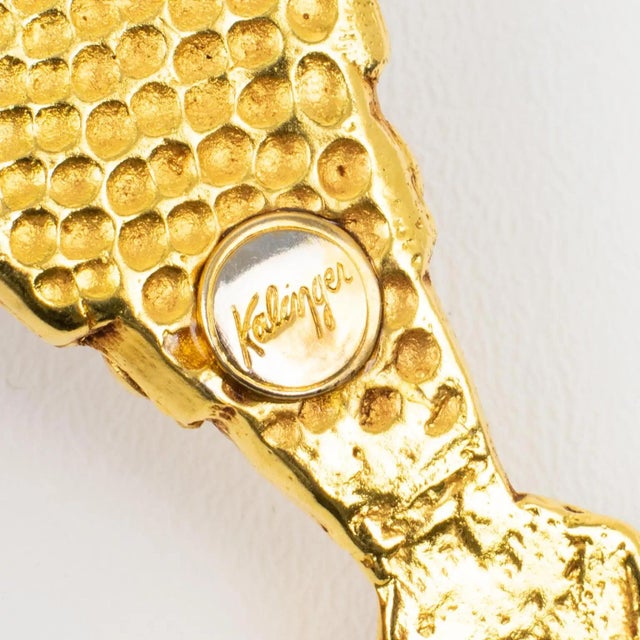 Kalinger Paris Gilded Resin and Red Cabochons Bouquet Brooch For Sale In Atlanta - Image 6 of 7