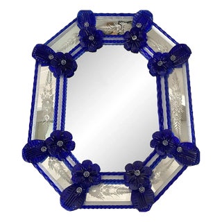 Italian Venetian Octagonal Murano Glass Wall Mirror by Simoeng For Sale