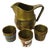 1960s Fantastic Mosaic and Brass Pitcher by Salvador Teran with 3 glasses - Set of 4 For Sale