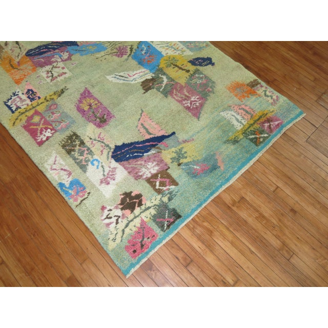 Retro Vintage Turkish Deco Rug For Sale - Image 11 of 18