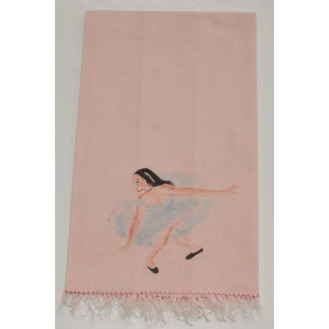 Painted Pink Ballerina Hand Towel For Sale - Image 4 of 4
