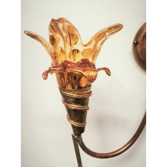Two-Light Wall Lamp with Murano Glass, 1980s For Sale - Image 4 of 11
