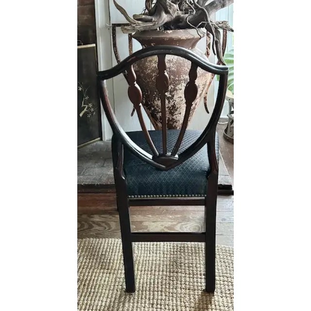 Antique Federal Shield Back Chair With Inlaid Marquetry and Nailheads For Sale - Image 4 of 12