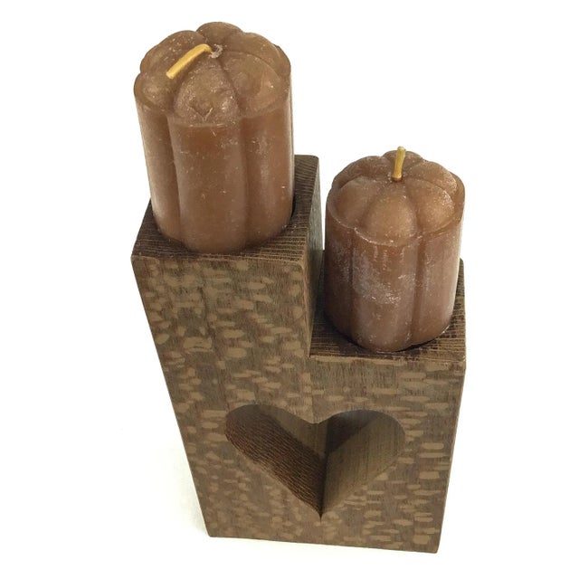 Wood Lacewood Hand Carved Artisan Candle Holder For Sale - Image 7 of 10