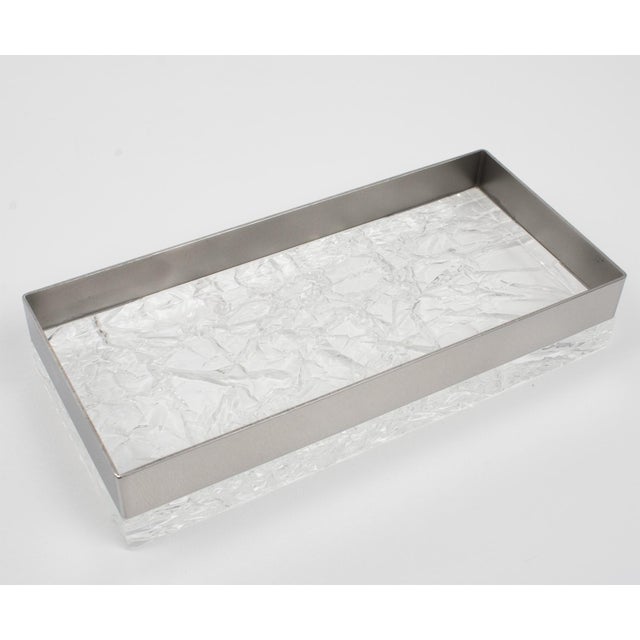 Metal Willy Rizzo Style Chrome and Ice Effect Lucite Box, circa 1970 For Sale - Image 7 of 11
