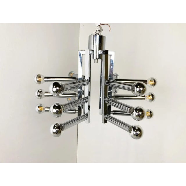 1970s Chrome Chandelier attributed to Gaetano Sciolari, 1970s For Sale - Image 5 of 11
