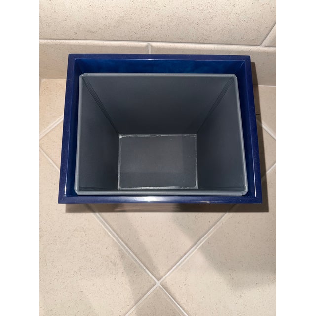 2010s Pigeon & Poodle Abiko Wastebasket Cobalt Blue Cast Resin For Sale - Image 5 of 10