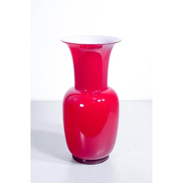 Red Opaline Glass Vase from Venini, 2003 For Sale - Image 3 of 14