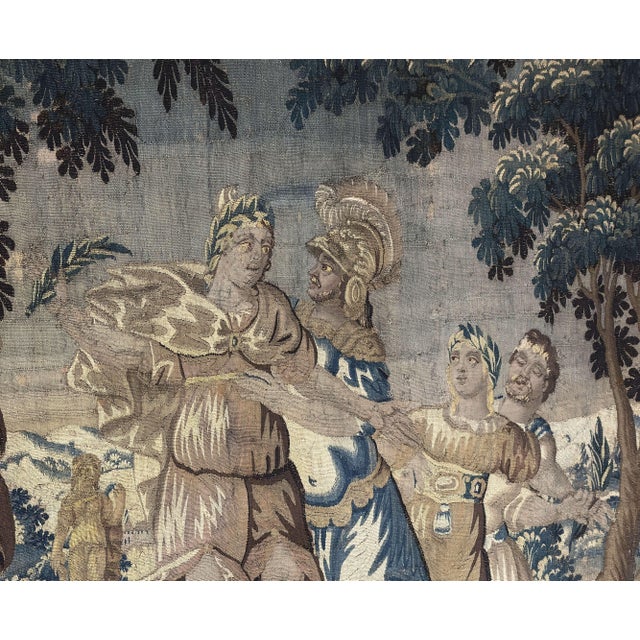 Monumental 18th Century Flemish Verdure Tapestry With Classical Scene For Sale - Image 12 of 13