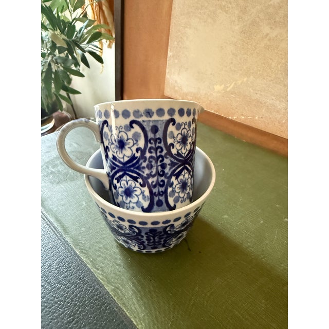 1961 Arabia Finland Ali Blue Creamer and Sugar Bowl Raija Uosikkinen - Set of 2 For Sale In Chicago - Image 6 of 7