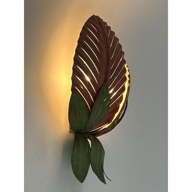 Mid-Century Double Leaf Floral Sconce by Holländer Leuchten, Germany, 1970s For Sale - Image 10 of 18