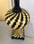 1990s Vintage Art Deco Yellow & Black Checkered or Chevron Pattern Lamp For Sale - Image 5 of 8