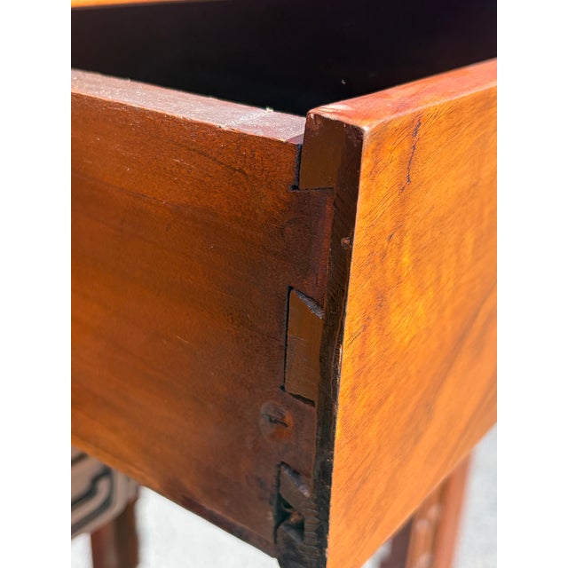 Wood 1920s Finely Carved Vintage High Waisted 3 Drawer Credenza Console Table For Sale - Image 7 of 8