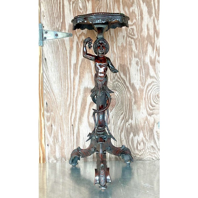 Vintage Boho Hand Carved Serpent Pedestal For Sale - Image 4 of 9