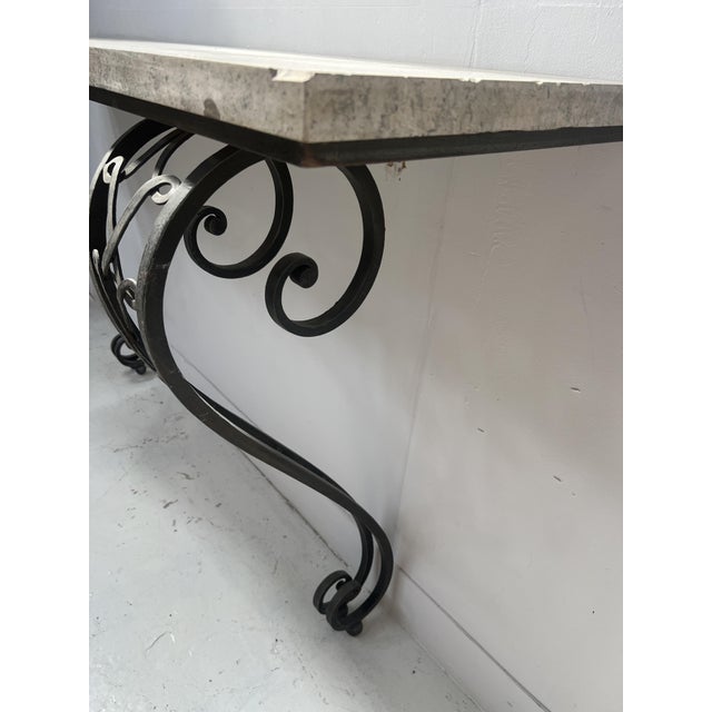 Brown Art Deco Style Console Table in Hammered Wrought Iron, 1900s For Sale - Image 8 of 14