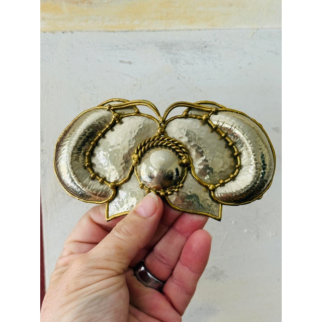 Vintage Exart Brass Butterfly Belt Buckle Mexico 1970s Boho Bohemian Trendy Disco Accessories For Sale In Chicago - Image 6 of 12