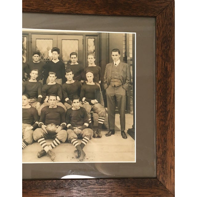 Antique Circa 1912 Boston Massachusetts High School Football Team Authentic Photograph in Walnut Wood Frame For Sale - Image 4 of 13