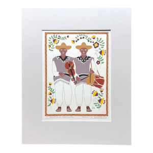 Carlos Mérida Silkscreen Print, "Musicos de Atotonilco" in 16x20 Mat, 1945
