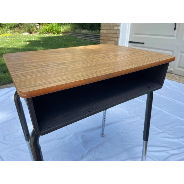 1970s Vintage Open Front, Adjustable Height School Desk For Sale - Image 13 of 13