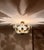 Italian Vintage Italian Hand-Painted Sage Green Glass & Brass Floral Flush Mount Chandelier For Sale - Image 3 of 18