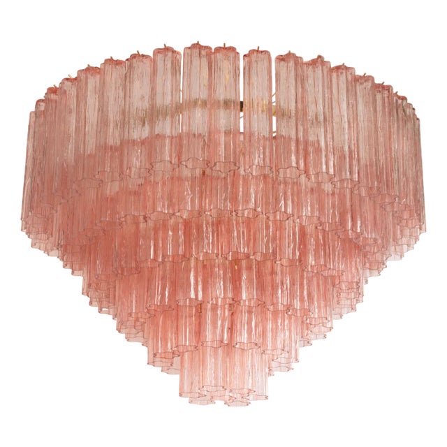 Pink Murano Glass Tronchi Chandelier, Italy, 1990s For Sale