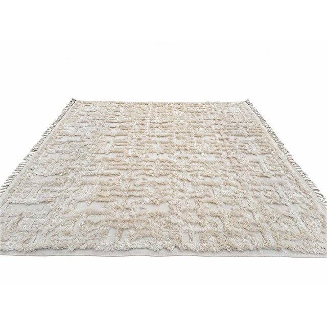 Rh Cabila Wool Rug – 9' × 12' Ivory | 87% Wool & 13% Cotton | Hand-Knotted High-Low Construction (2nd Piece) For Sale - Image 12 of 18