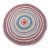 Antique American Braided Round Rug, Handwoven Folk Art, Red & Blue, 4x4 For Sale