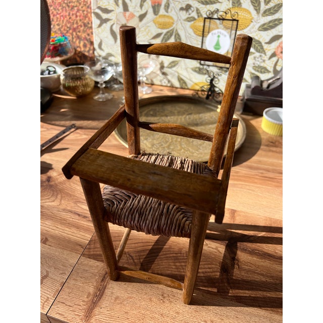 Wood 1970s Miniature Wooden and Wicker Students School Desk Plant Holder/Decorative Item For Sale - Image 7 of 7