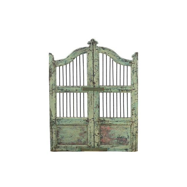 Indian Vintage Indian Painted Teakwood Garden Gate or “Dog Door” For Sale - Image 3 of 3