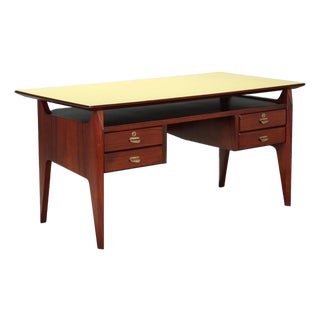 Vintage Desk with Exotic Wood Veneer, 1960s For Sale