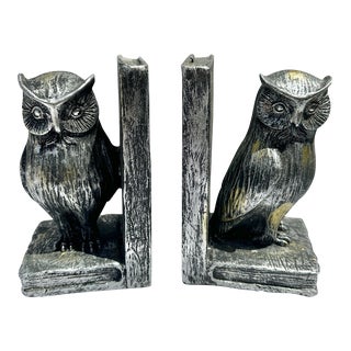 Standing Owl Bookends-A Pair For Sale