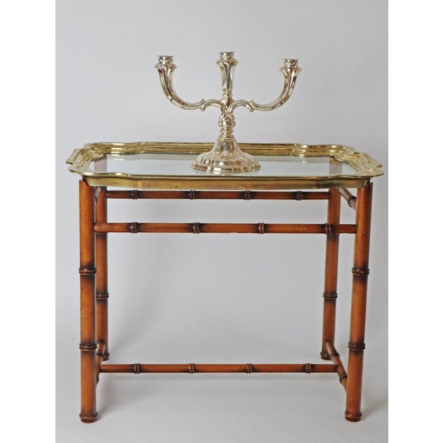 Hollywood Regency Hand-Crafted Tray Table in Brass and Faux Bamboo, 1960s For Sale - Image 10 of 17
