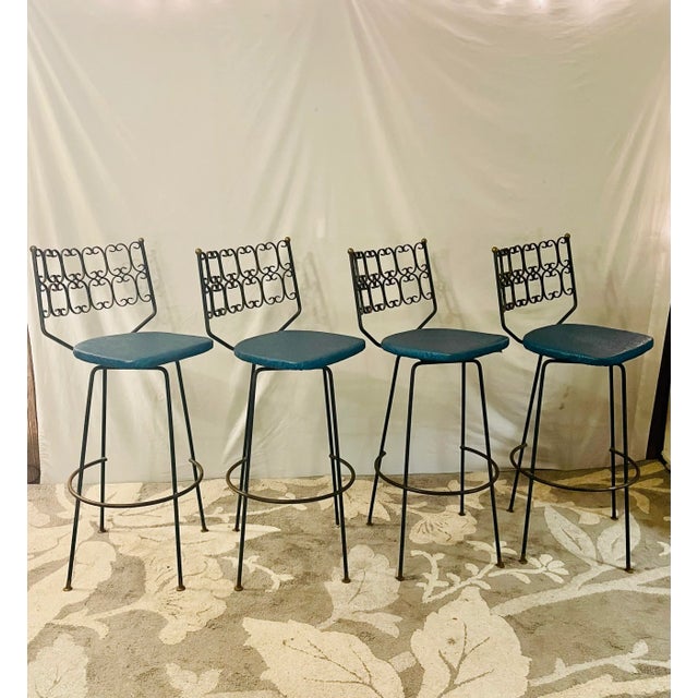 Mid-Century Modern Vintage Wrought Iron Outdoor Patio Chairs For Sale - Image 3 of 12