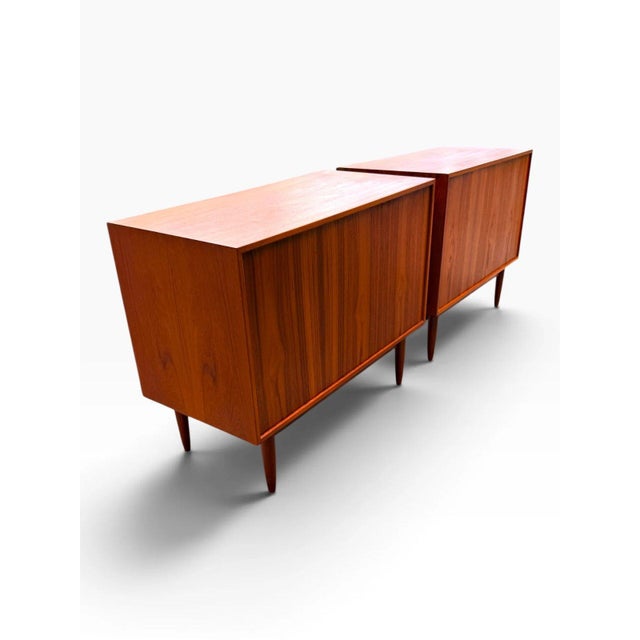 Pair of Danish Teak Four-Drawer Dressers | Arne Vodder | Sculpted Pulls & Finished Backs | C. 1960s, Attributed For Sale - Image 9 of 18