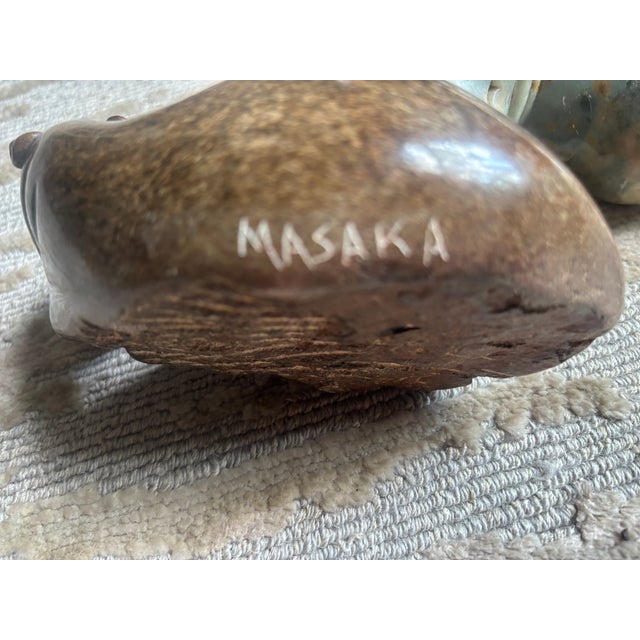 Brown Carved Stone Hippopotamus Group, Zimbabwe, Set of Three For Sale - Image 8 of 13