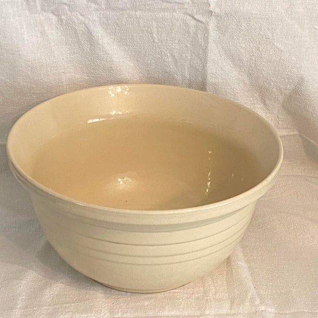 Vintage Cream 8 Qt. Friendship Pottery Roseville Ohio Mixing Bowl For Sale In Sacramento - Image 6 of 6