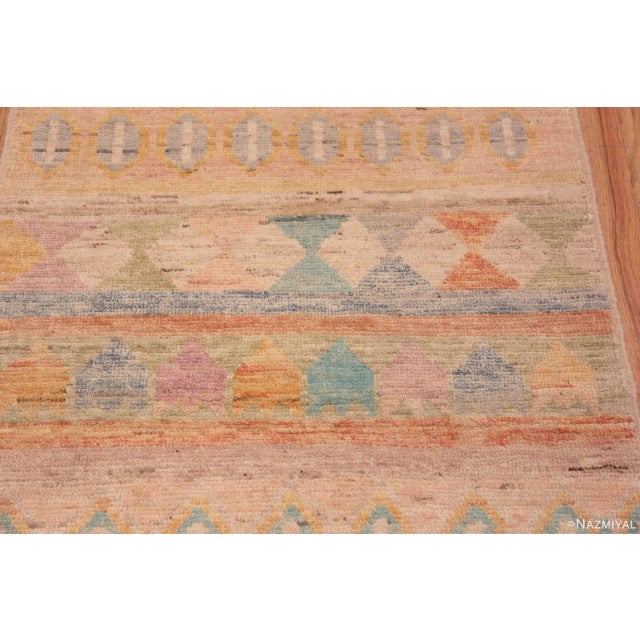 Happy Colorful Tribal Geometric Modern Hallway Runner Rug For Sale In New York - Image 6 of 7