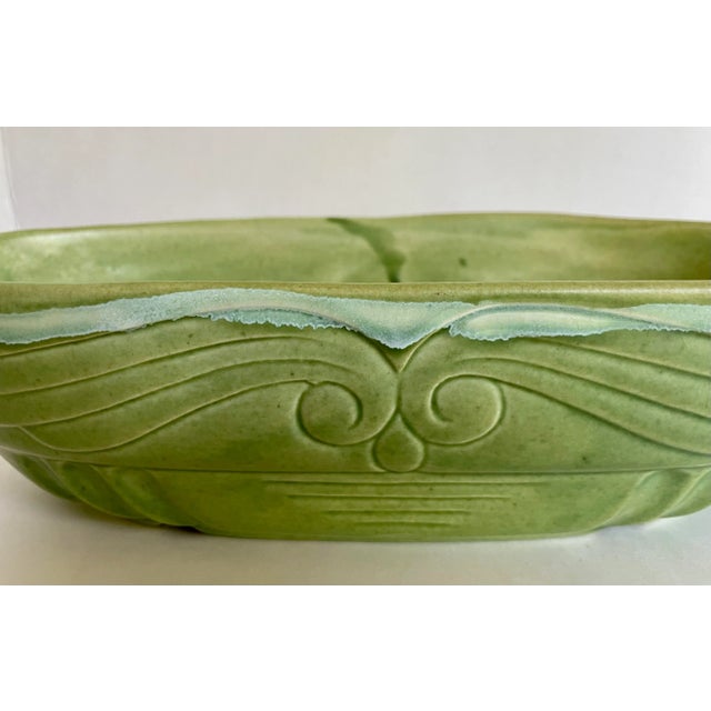 Mid 20th Century F. P. Usa Green Pottery Glazed Oval Bowl For Sale - Image 11 of 12