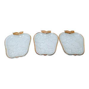 1950s Pressed Glass Apple Shaped Trinket Dishes- Set of 3