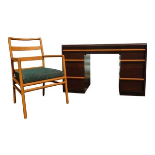 Refinished Widdicomb by T.H. Robsjohn Gibbings Desk and Armchair For Sale