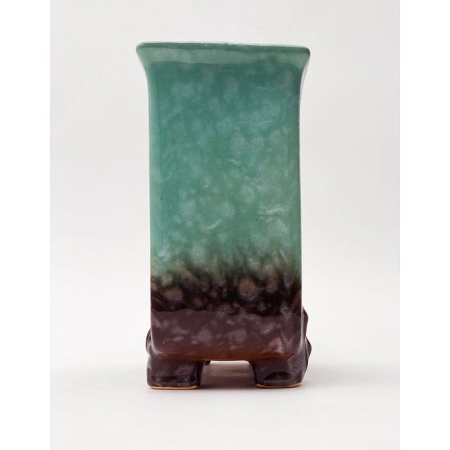 Mid-Century Modern Roseville Artwood 1951 Vintage Mid Century Modern Pottery Green Planter 1054-8 For Sale - Image 3 of 10