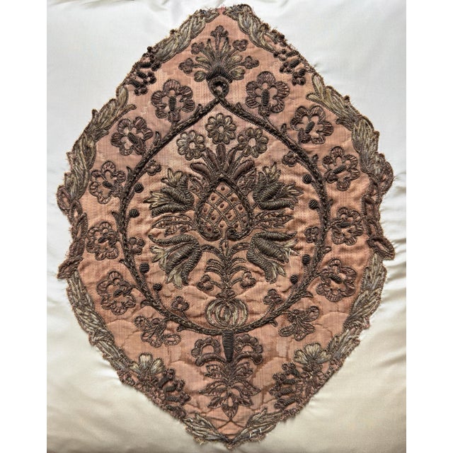 Randy Esada Designs for Prospr Antique 18th C Needlepoint Textile Now a Designer Silk Pillow For Sale - Image 4 of 4