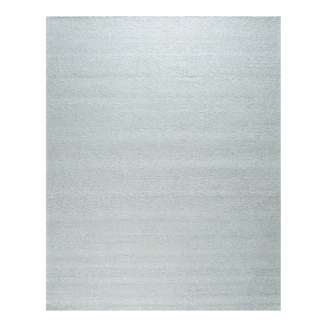 8x10 Fiona Rustic Ivory Open Solid Minimalist Flatweave Wool Carpet Rug For Sale
