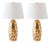 Global Views “Shiny Barrel” Table Lamps – Gold Spotted Ceramic - Pair For Sale