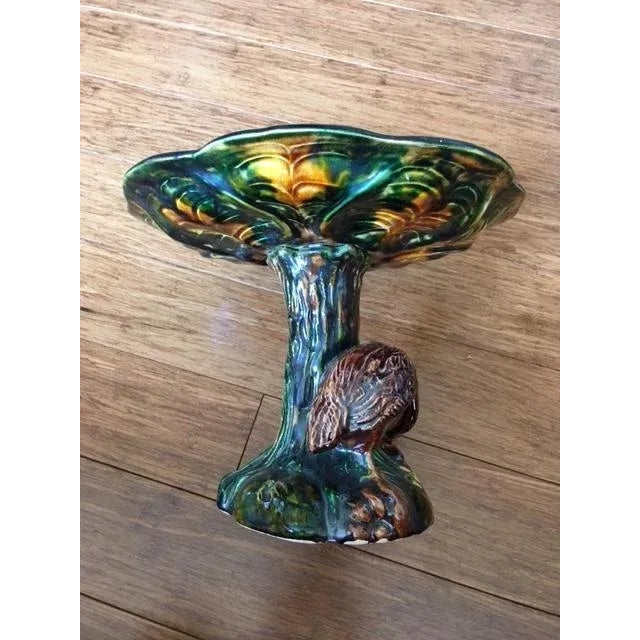 Antique Majolica Compote Centerpiece W Bird For Sale In Louisville - Image 6 of 10