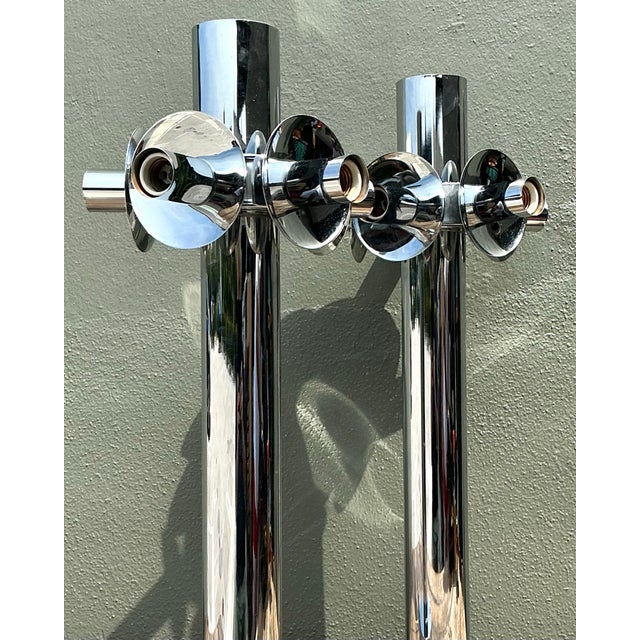 Vintage Polished Chrome Lamps After Sonneman - A Pair For Sale - Image 11 of 12